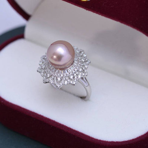 10-11mm Freshwater Pearl & Round CZ Ring - House Of Pearls